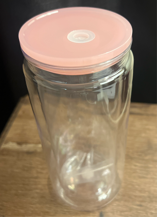 16oz Plastic W/Light Pink Lid