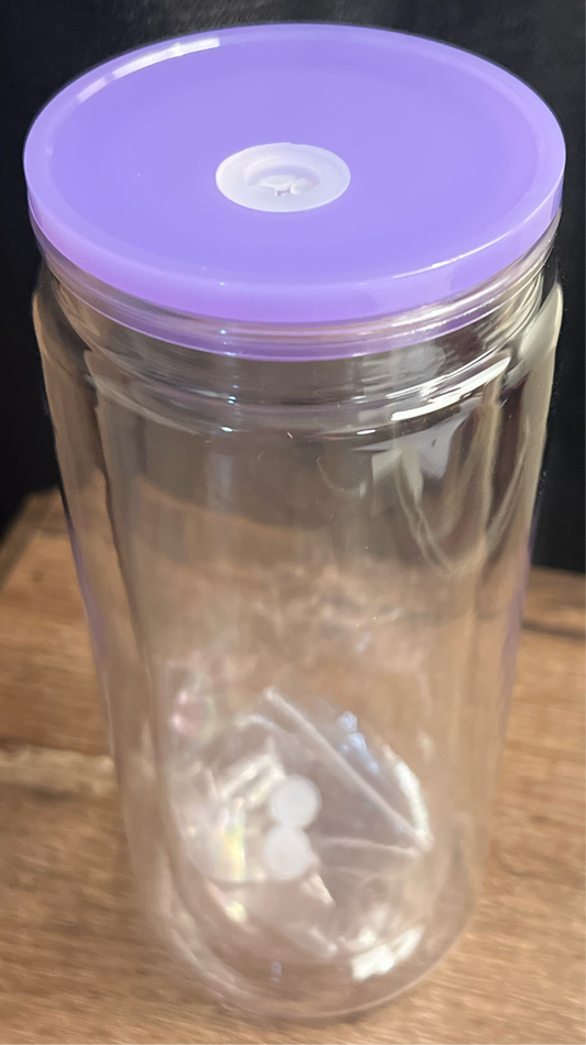 16oz Plastic W/Purple Lid